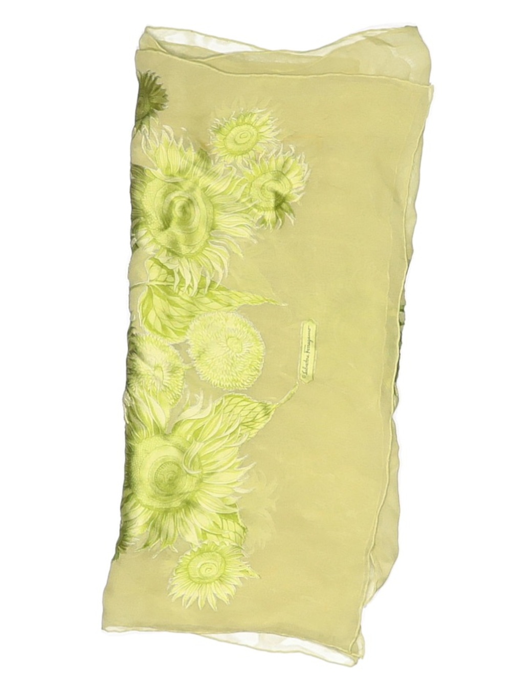 Salvatore Ferragamo Floral Silk Sunflower Print Scarf Made in Italy Vintage
